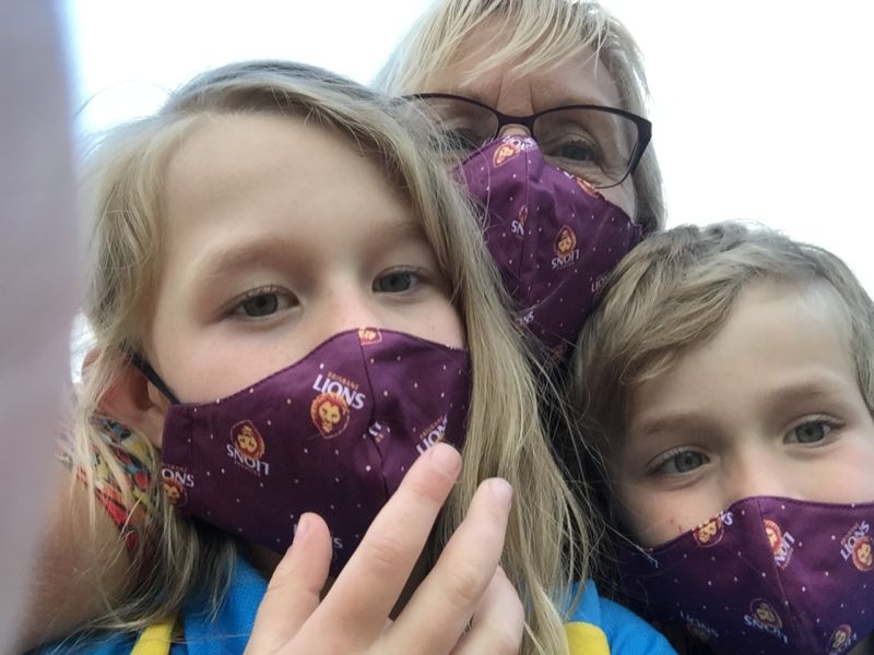 Brisbane Lions Adults AFL Face Masks 2 Pack Customer Photo