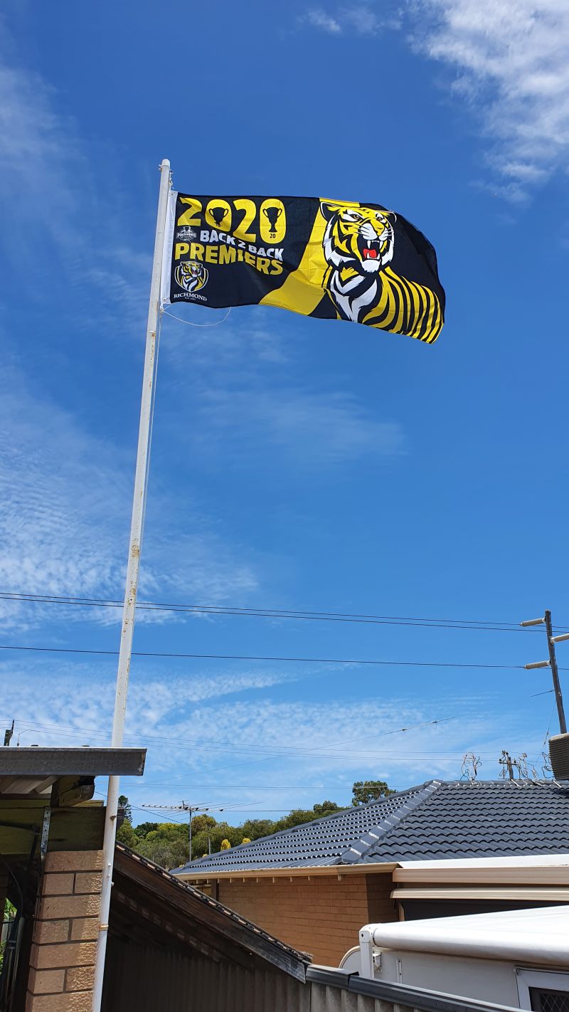 Richmond Tigers 2020 Premiers Flag Pole Flag Customer Photo