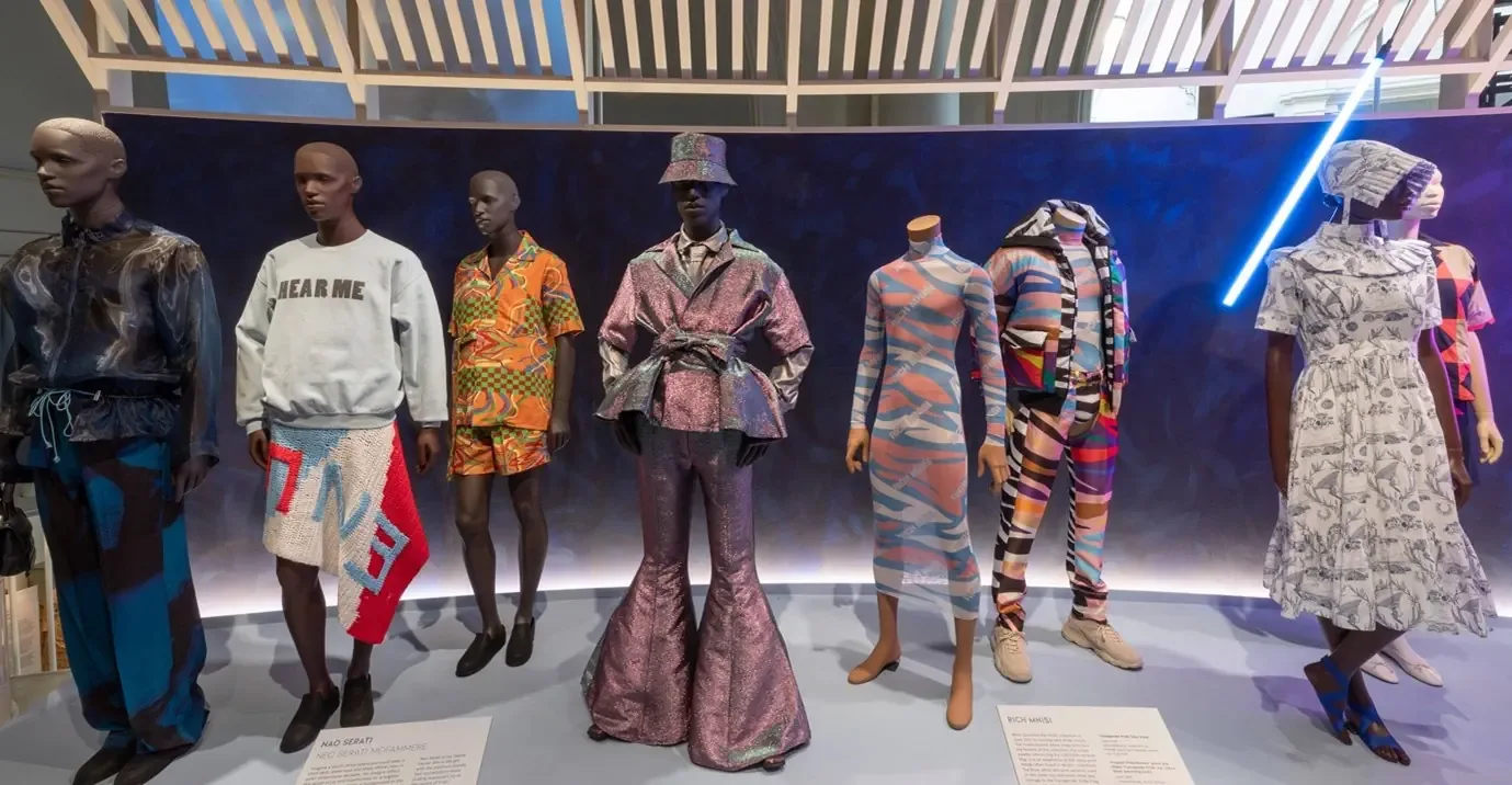 Some of the garments by African designers are being exhibited at the Victoria and Albert Museum's 'Africa Fashion' exhibition, in London.