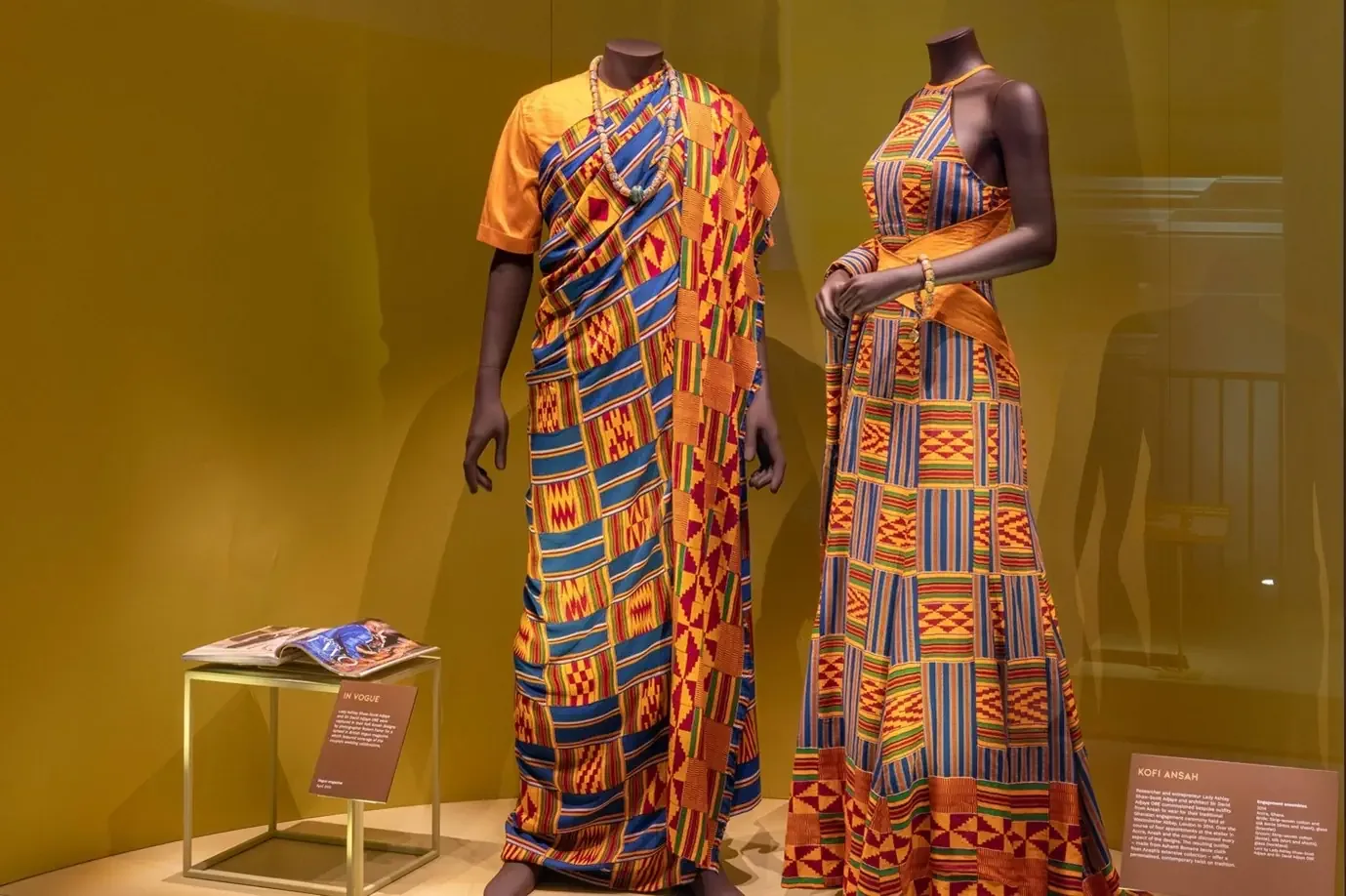 Kente cloth showcased at the Africa Fashion exhibition at the Victoria & Albert Museum.