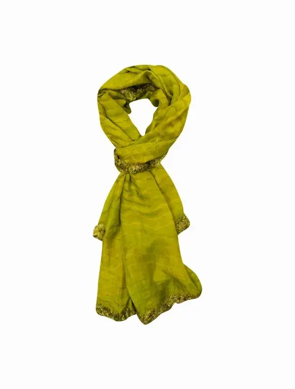How to wear green clothing. Green Silk Tie Dye Fur Scarf by Eric Raisina (R5,009)