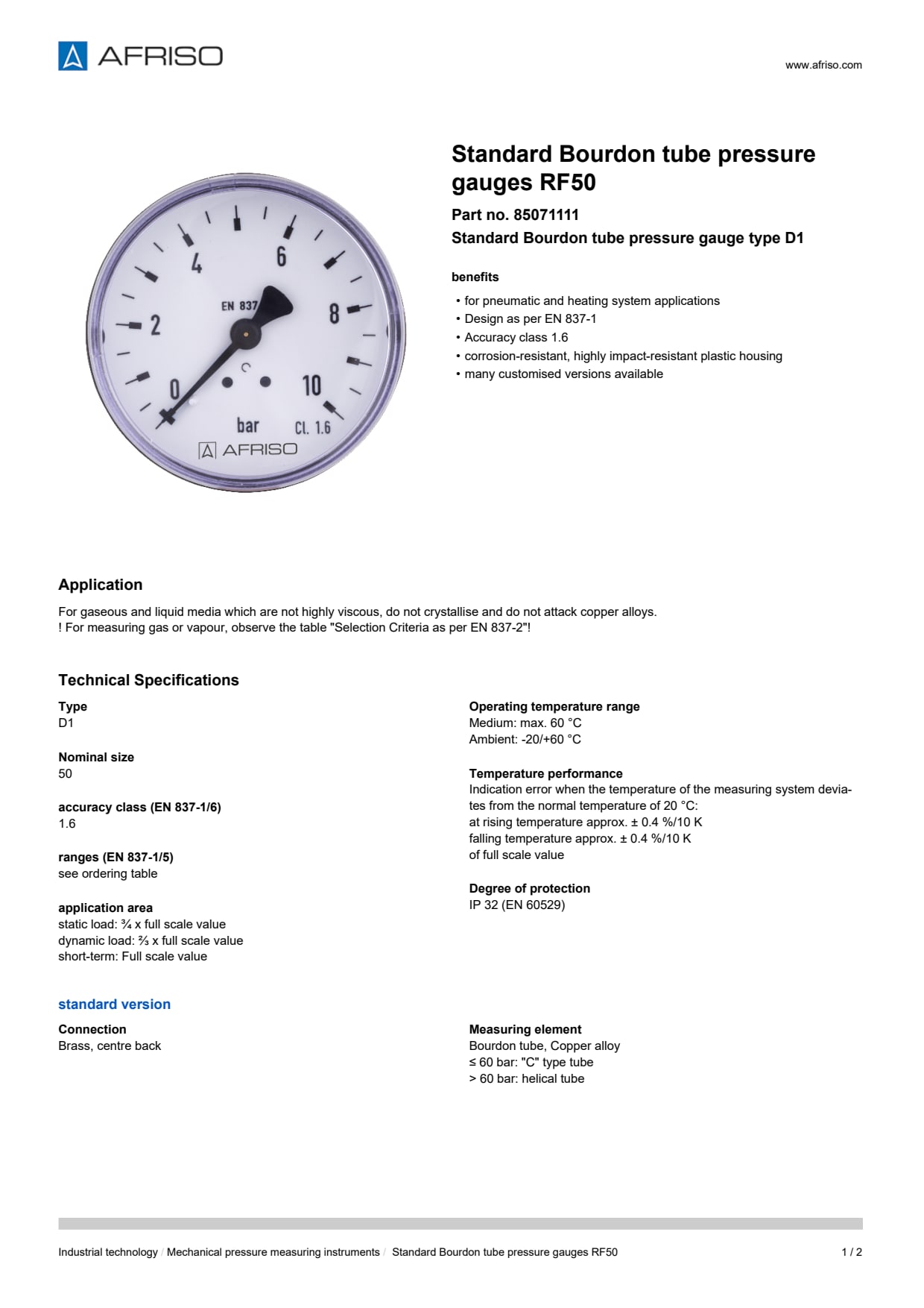 AFRISO_STANDARD-BOURDON-TUBE-PRESSURE-GAUGES-RF50-STANDARD-BOURDON-TUBE-PRESSURE-GAUGES_85071111_ENG_GBR.PDF