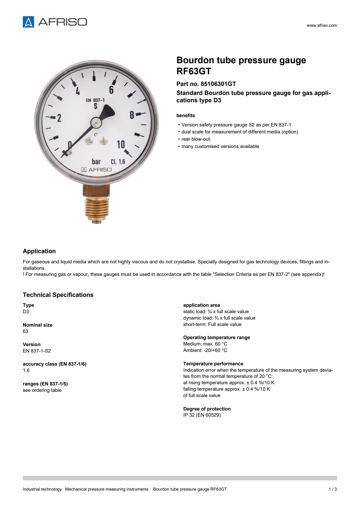 AFRISO_BOURDON-TUBE-PRESSURE-GAUGE-RF63GT-STANDARD-BOURDON-TUBE-PRESSURE-GAUGES-FOR-GAS_85106301GT_ENG_GBR.PDF