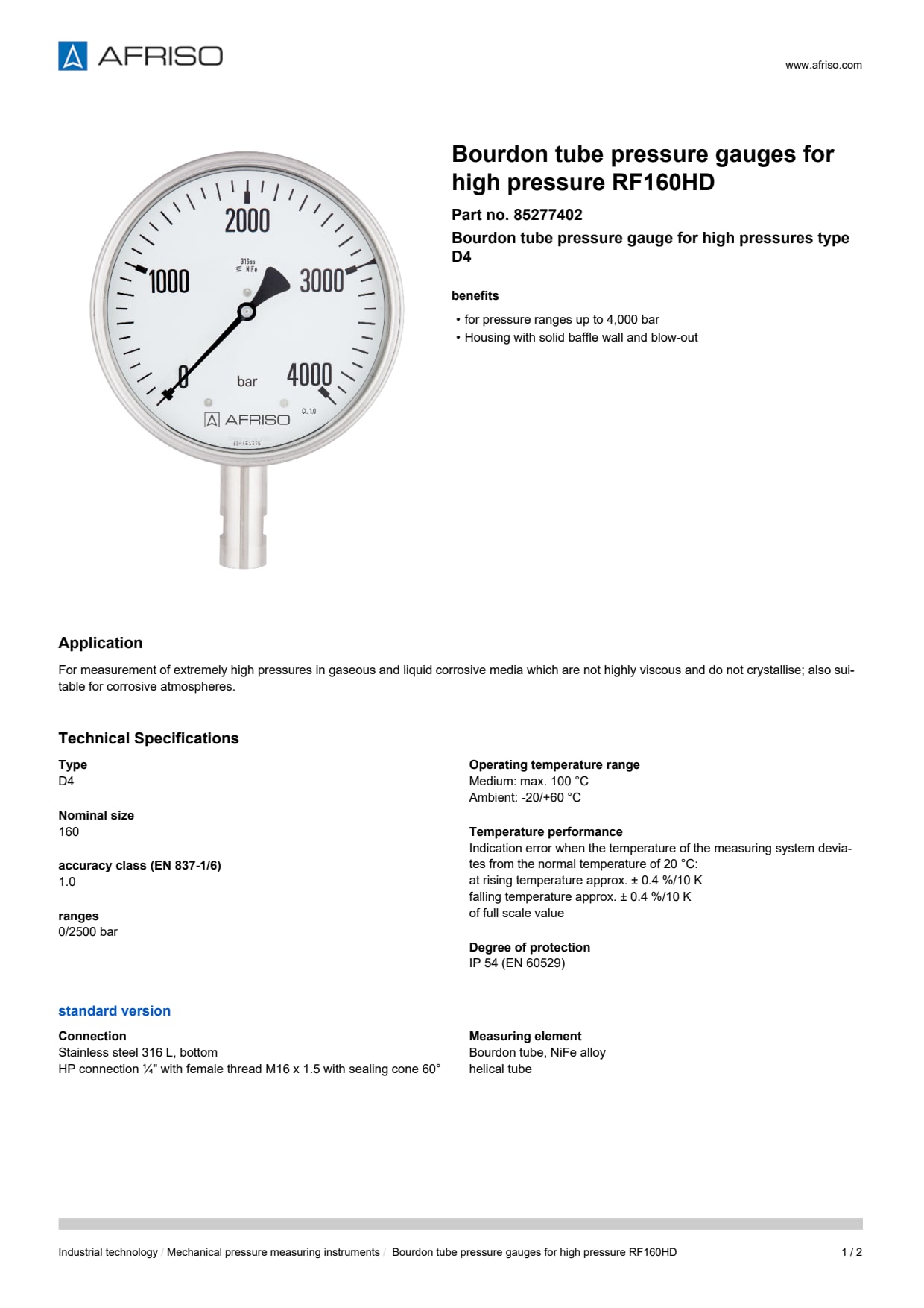 AFRISO_BOURDON-TUBE-PRESSURE-GAUGES-FOR-HIGH-PRESSURE-RF160HD-BOURDON-TUBE-PRESSURE-GAU_85277402_ENG_GBR.PDF