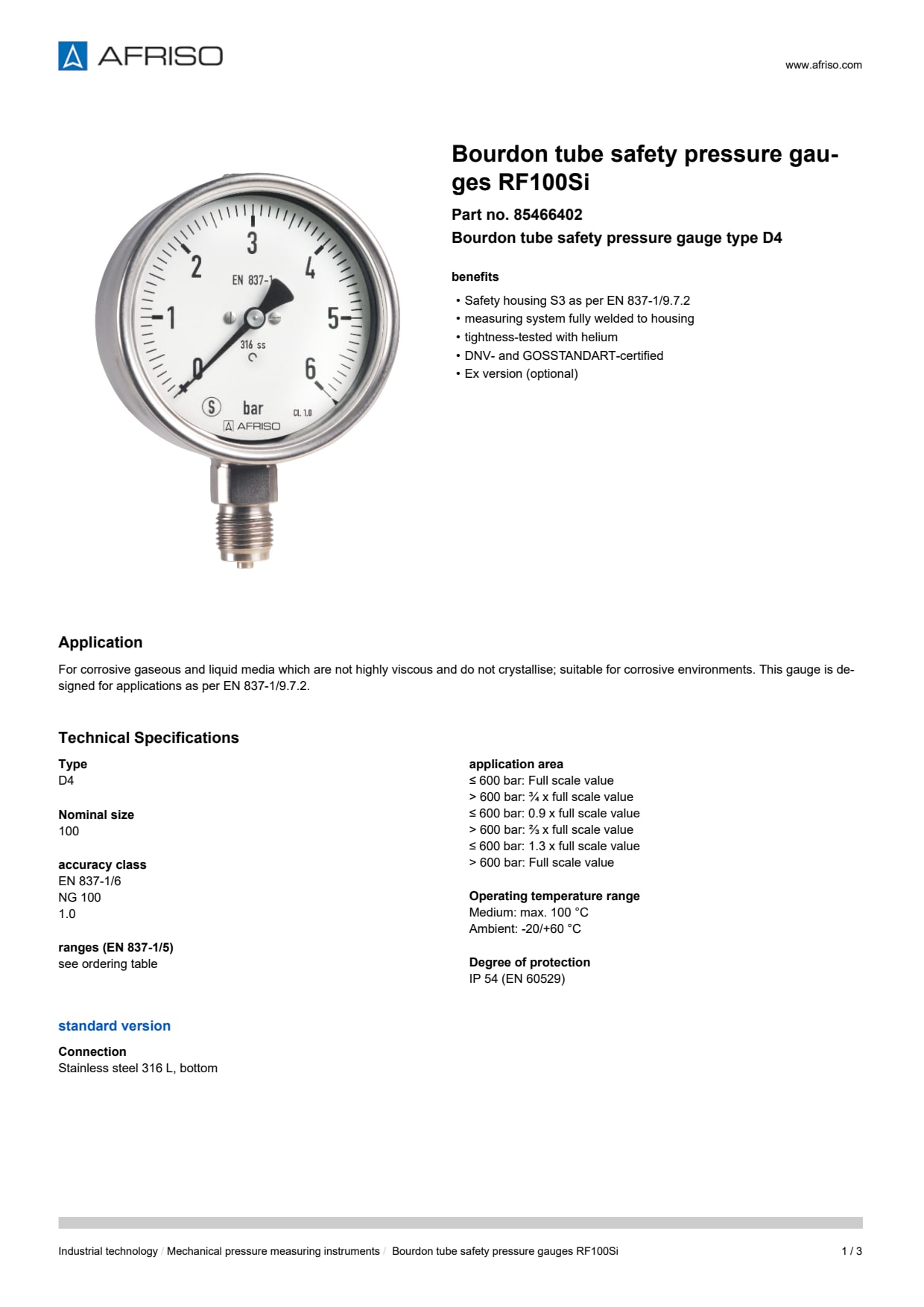 AFRISO_BOURDON-TUBE-SAFETY-PRESSURE-GAUGES-RF100SI-BOURDON-TUBE-SAFETY-PRESSURE-GAUGES-_85466402_ENG_GBR.PDF