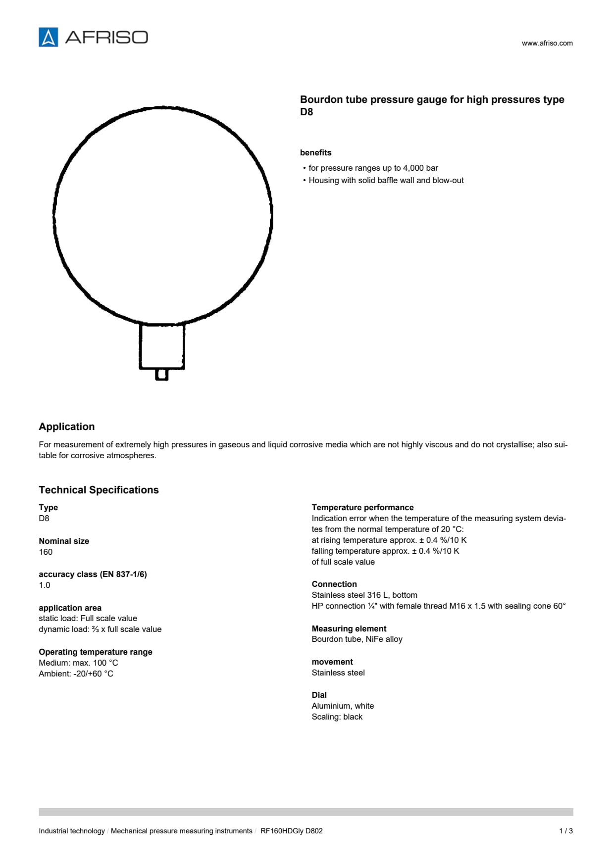 AFRISO_BOURDON-TUBE-PRESSURE-GAUGES-FOR-HIGH-PRESSURE-RF160HDGLY_ENG_GBR.PDF