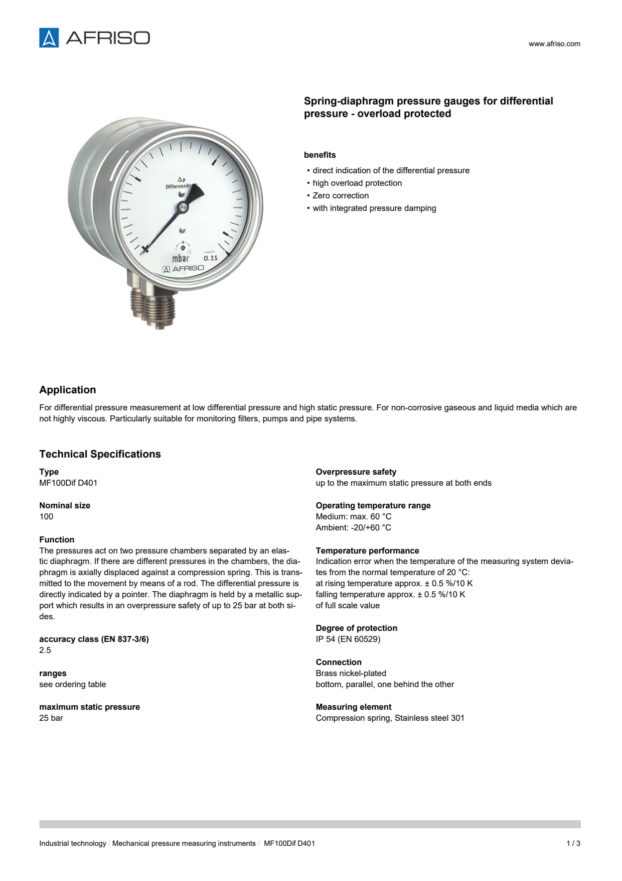 AFRISO_STANDARD-SPRING-DIAPHRAGM-PRESSURE-GAUGES-MF100DIF_ENG_GBR.PDF