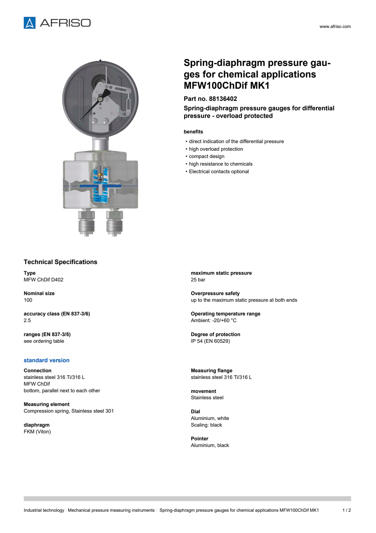 AFRISO_SPRING-DIAPHRAGM-PRESSURE-GAUGES-FOR-CHEMICAL-APPLICATIONS-MFW100CHDIF-MK1-STAND_88136402_ENG_GBR.PDF