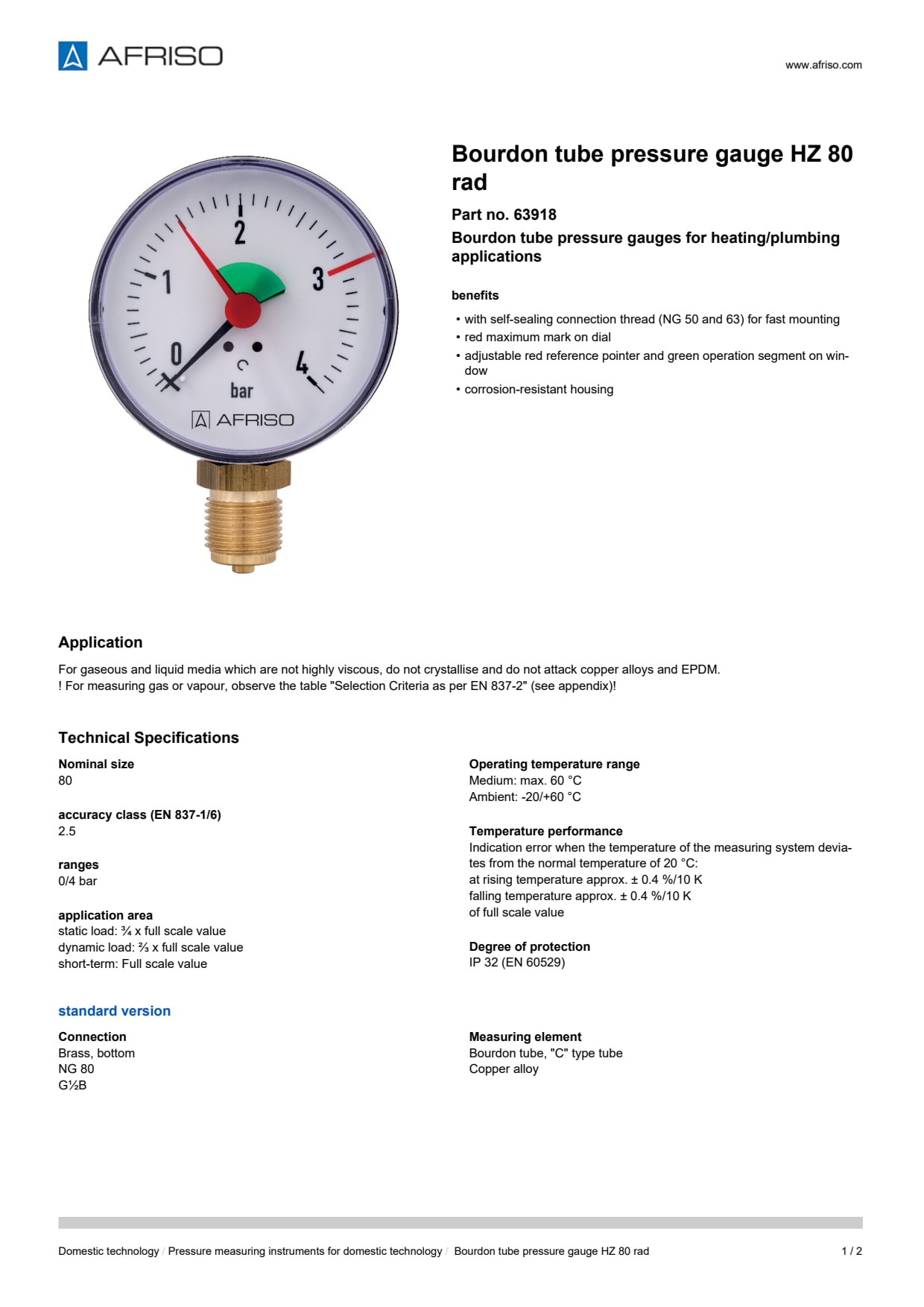 AFRISO_BOURDON-TUBE-PRESSURE-GAUGE-HZ-80-RAD-BOURDON-TUBE-PRESSURE-GAUGE-HZ-FOR-HEATING_63918_ENG_GBR.PDF