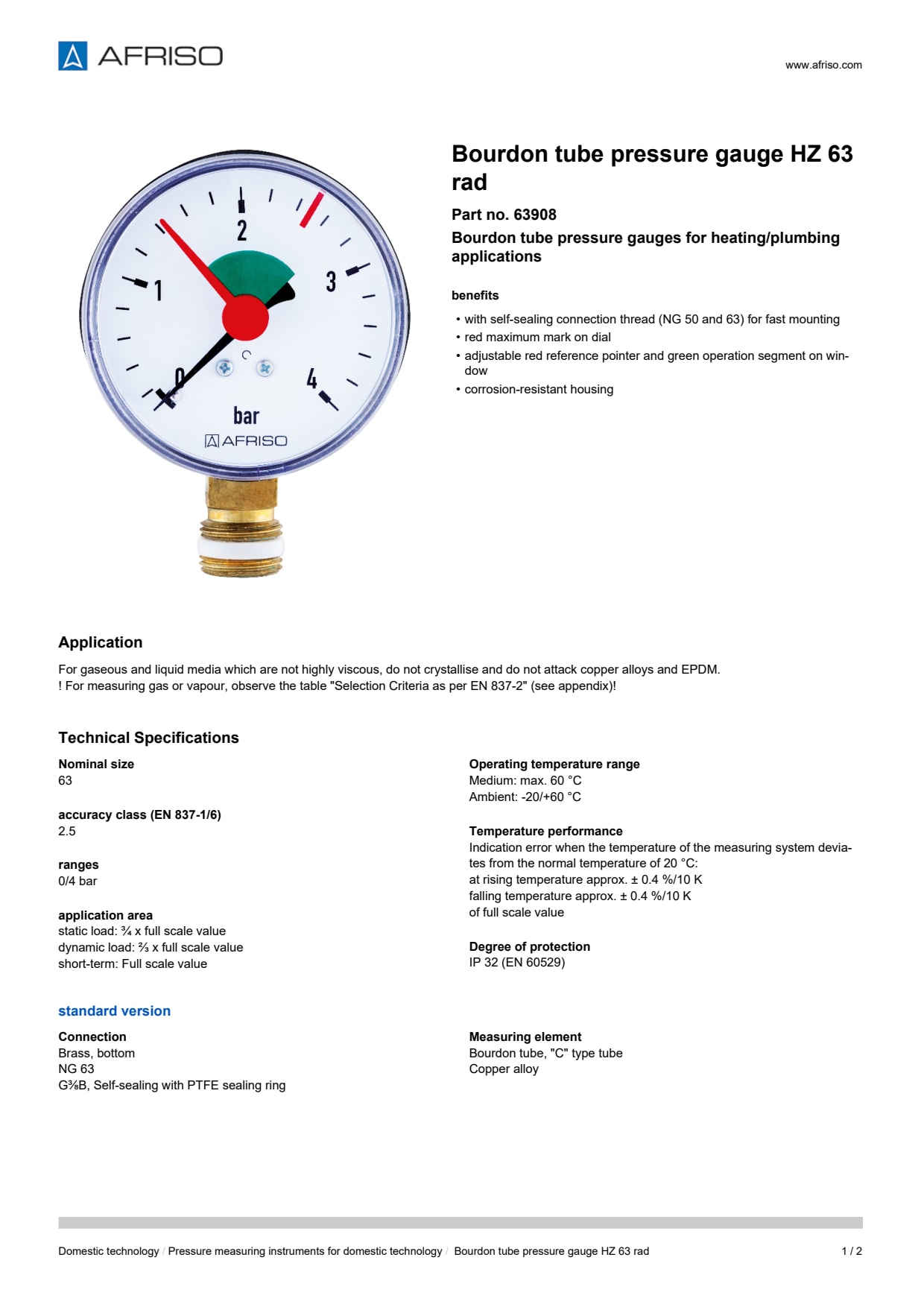 AFRISO_BOURDON-TUBE-PRESSURE-GAUGE-HZ-63-RAD-BOURDON-TUBE-PRESSURE-GAUGE-HZ-FOR-HEATING_63908_ENG_GBR.PDF