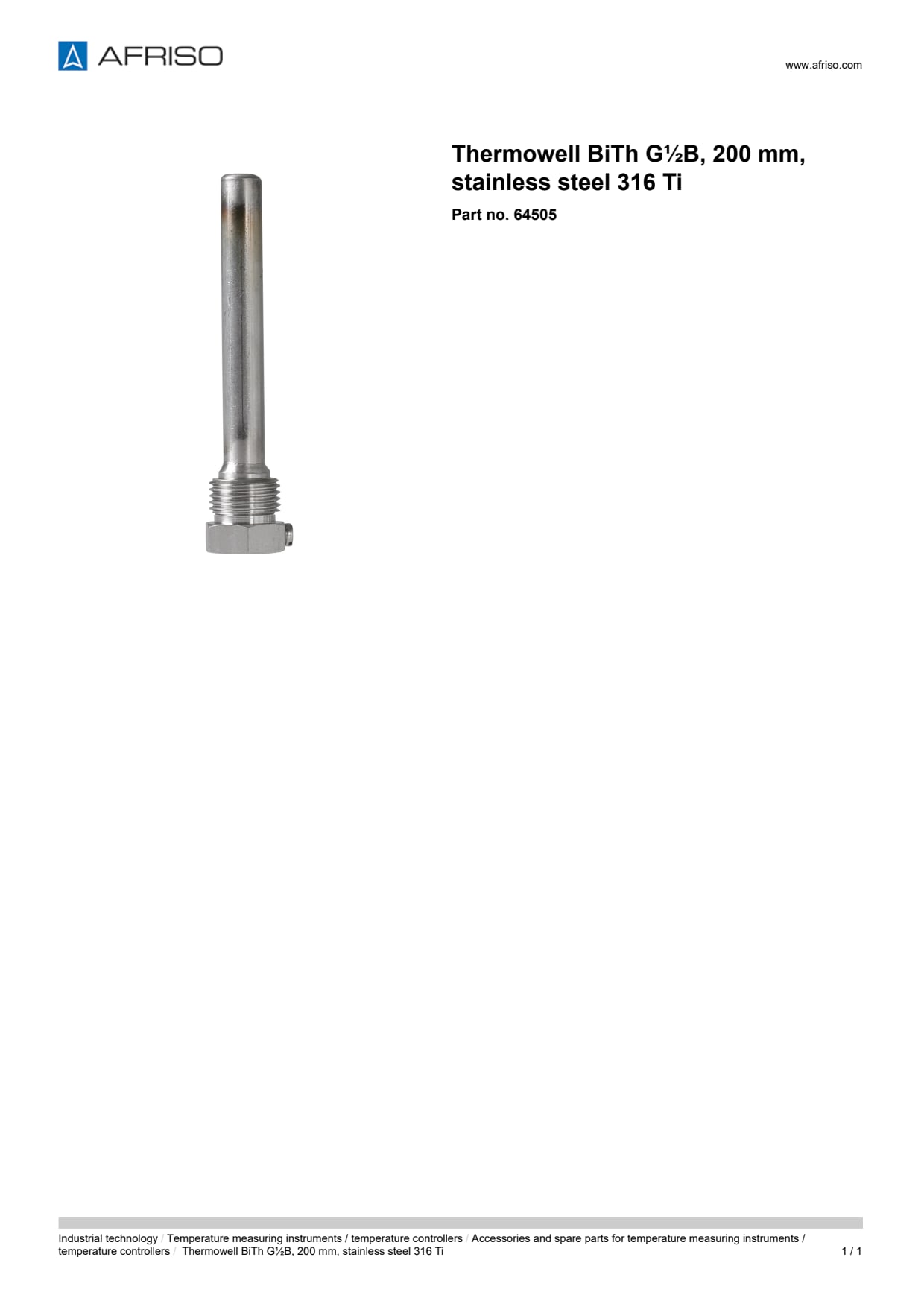 AFRISO_THERMOWELL-BITH-G-B--200-MM--STAINLESS-STEEL-316-TI_64505_ENG_GBR.PDF