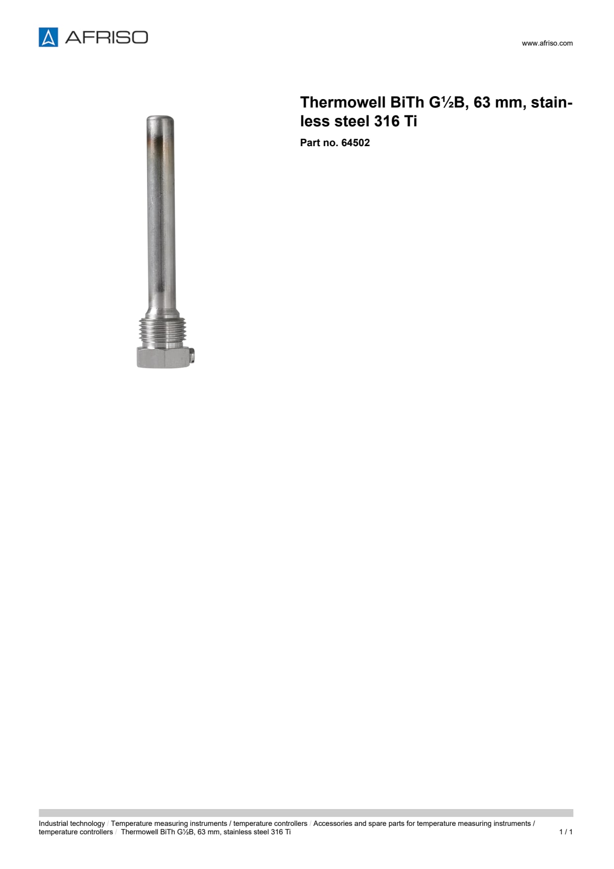 AFRISO_THERMOWELL-BITH-G-B--63-MM--STAINLESS-STEEL-316-TI_64502_ENG_GBR.PDF