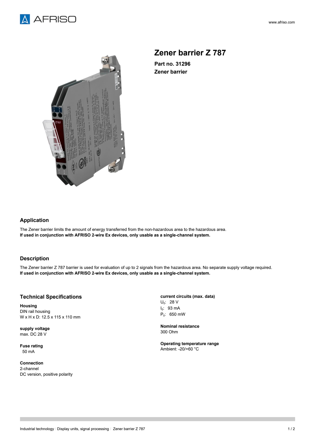 AFRISO_ZENER-BARRIER-Z-787-ZENER-BARRIER_31296_ENG_GBR.PDF