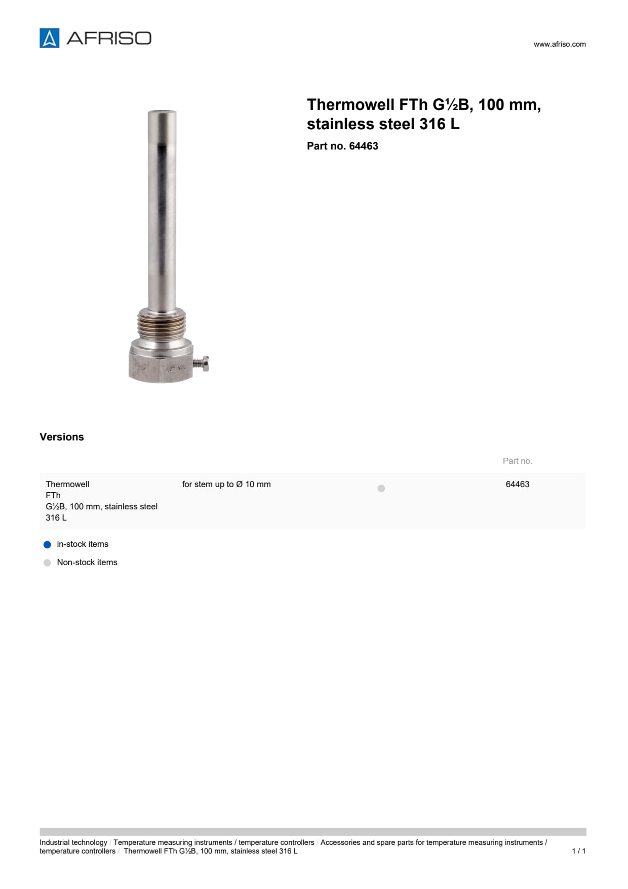 AFRISO_THERMOWELL-FTH-G-B--100-MM--STAINLESS-STEEL-316-L_64463_ENG_GBR.PDF