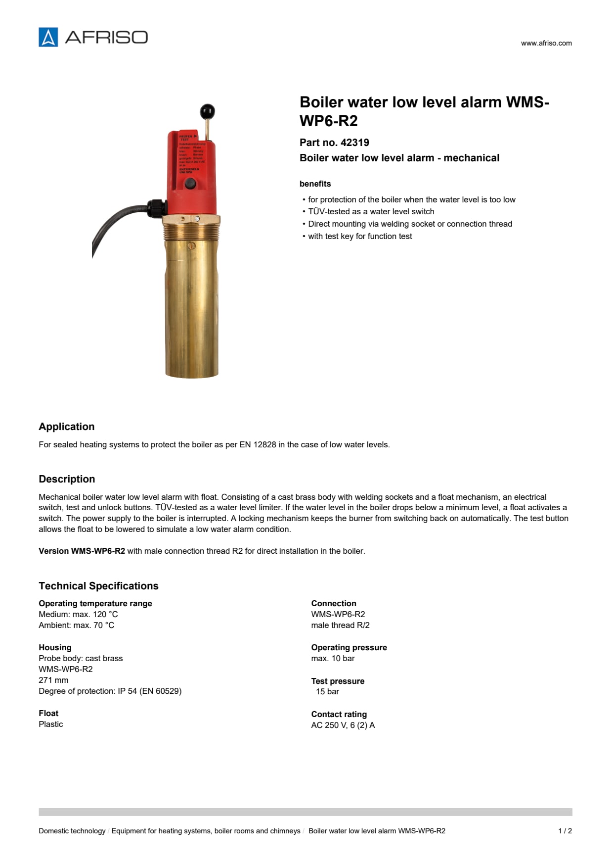 AFRISO_BOILER-WATER-LOW-LEVEL-ALARM-WMS-WP6-R2-BOILER-WATER-LOW-LEVEL-ALARM-WMS-WP6---M_42319_ENG_GBR.PDF