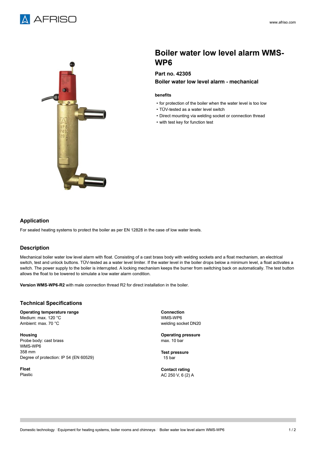 AFRISO_BOILER-WATER-LOW-LEVEL-ALARM-WMS-WP6-BOILER-WATER-LOW-LEVEL-ALARM-WMS-WP6---MECH_42305_ENG_GBR.PDF