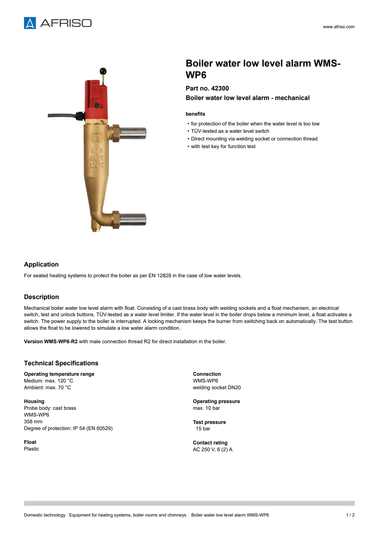 AFRISO_BOILER-WATER-LOW-LEVEL-ALARM-WMS-WP6-BOILER-WATER-LOW-LEVEL-ALARM-WMS-WP6---MECH_42300_ENG_GBR.PDF