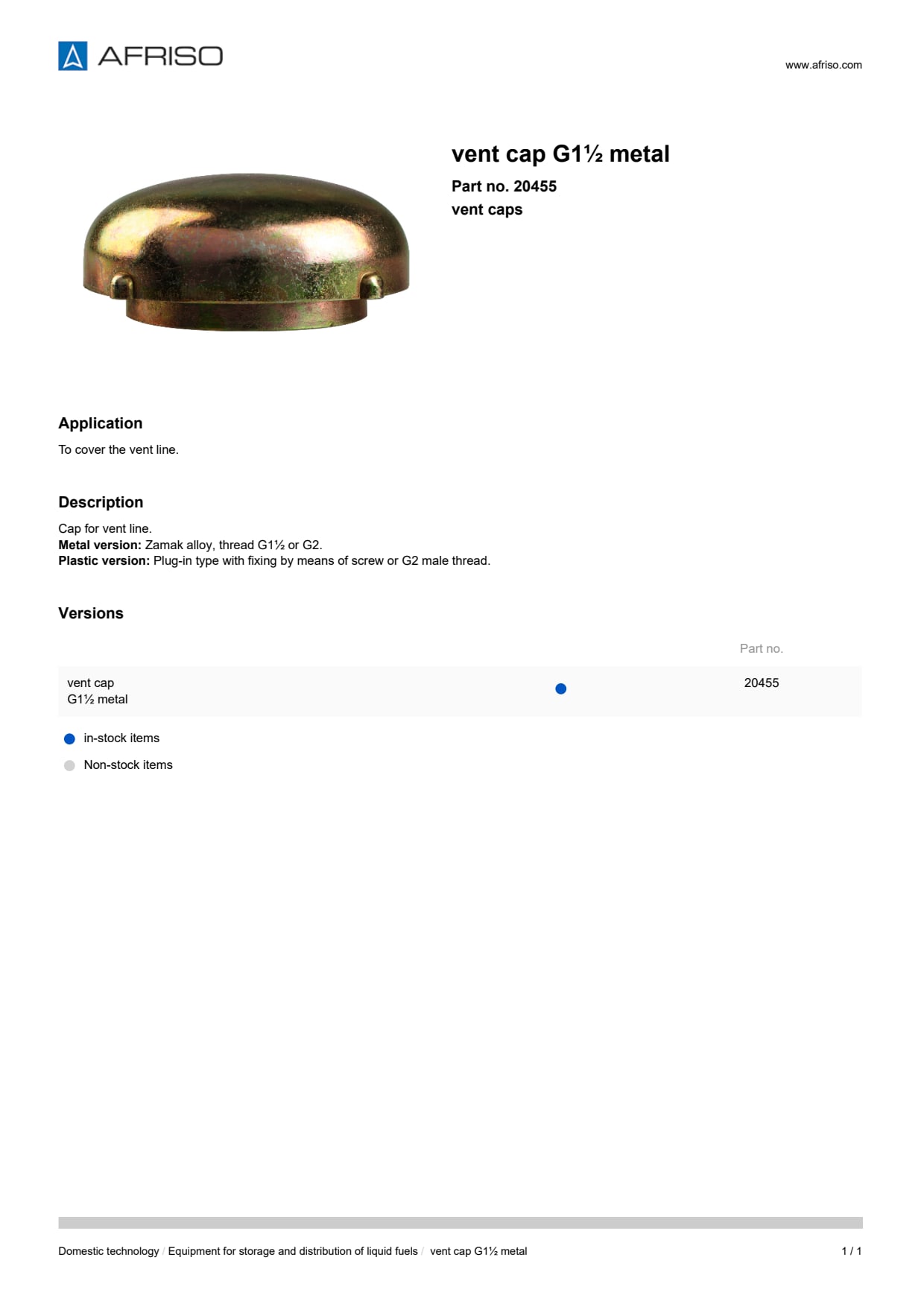 AFRISO_VENT-CAP-G1--METAL-VENT-CAPS_20455_ENG_GBR.PDF