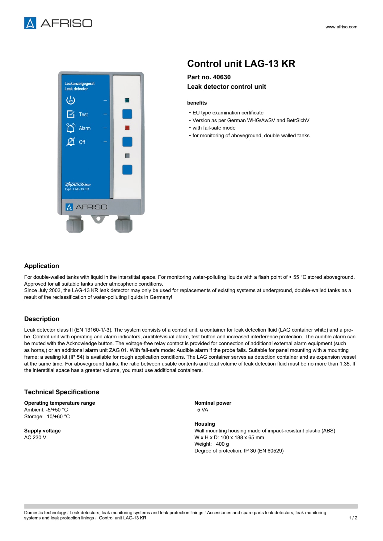 AFRISO_CONTROL-UNIT-LAG-13-KR-LEAK-DETECTOR-LAG-13-KR_40630_ENG_GBR.PDF