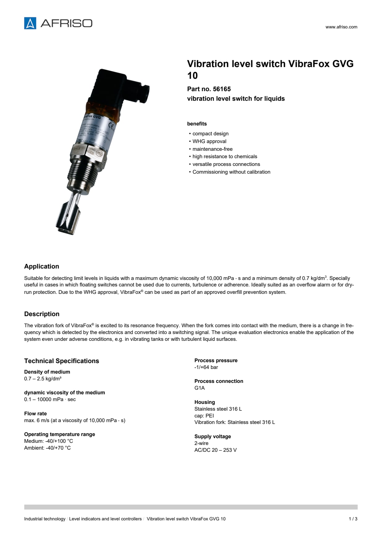 AFRISO_VIBRATION-LEVEL-SWITCH-VIBRAFOX-GVG-10-VIBRATION-LEVEL-SWITCH-FOR-LIQUIDS_56165_ENG_GBR.PDF
