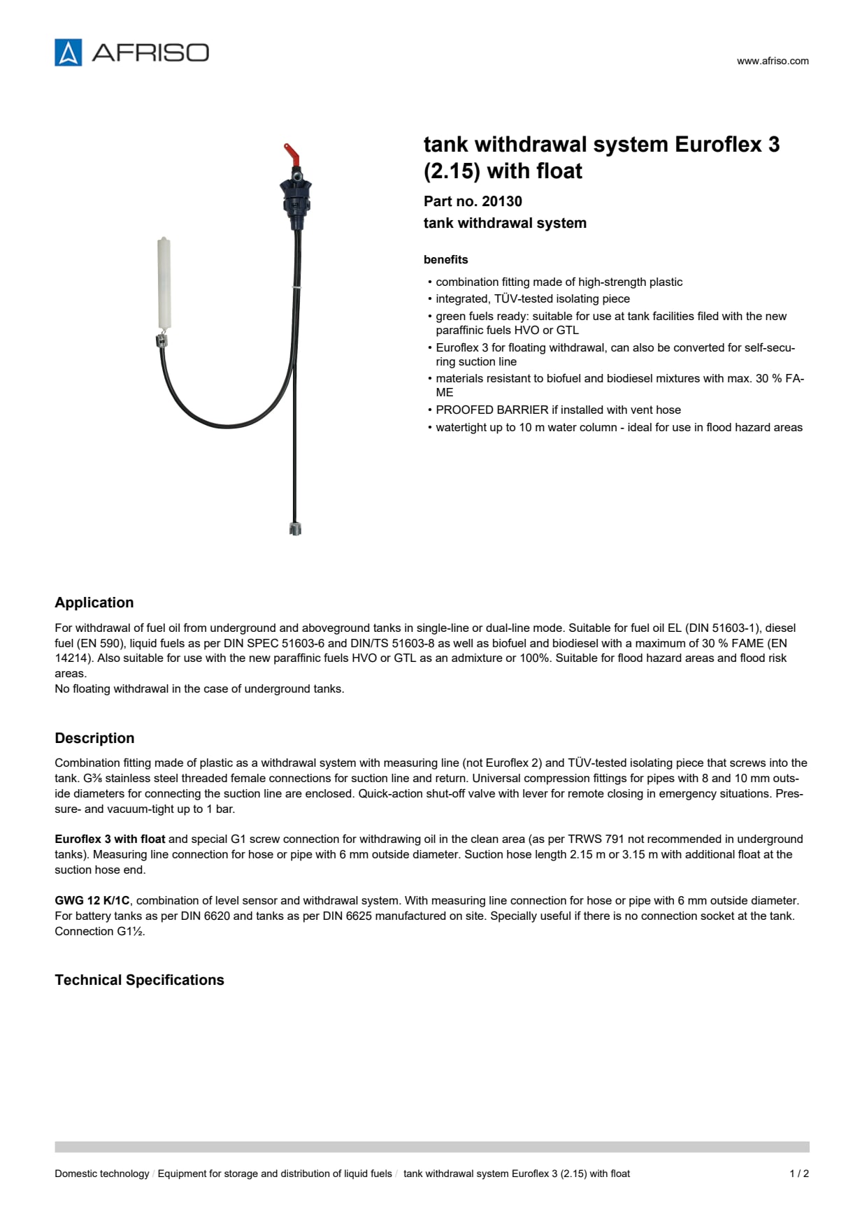 AFRISO_TANK-WITHDRAWAL-SYSTEM-EUROFLEX-3--2-15--WITH-FLOAT-TANK-WITHDRAWAL-SYSTEM_20130_ENG_GBR.PDF