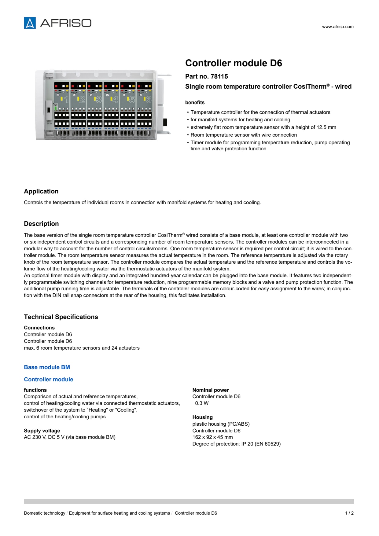 AFRISO_CONTROLLER-MODULE-D6-SINGLE-ROOM-TEMPERATURE-CONTROLLER-COSITHERM----WIRED_78115_ENG_GBR.PDF