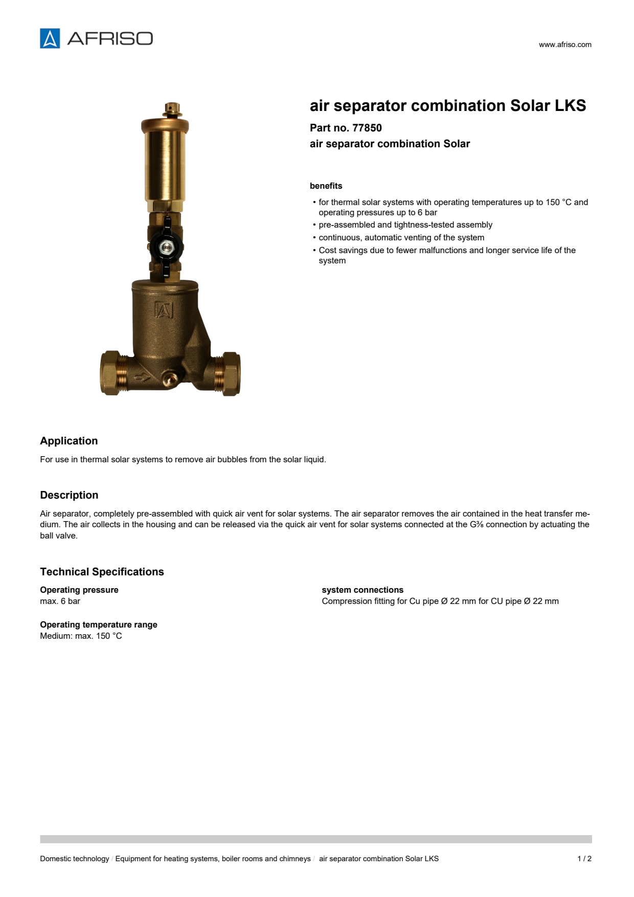 AFRISO_AIR-SEPARATOR-COMBINATION-SOLAR-LKS-AIR-SEPARATOR-COMBINATION-SOLAR_77850_ENG_GBR.PDF