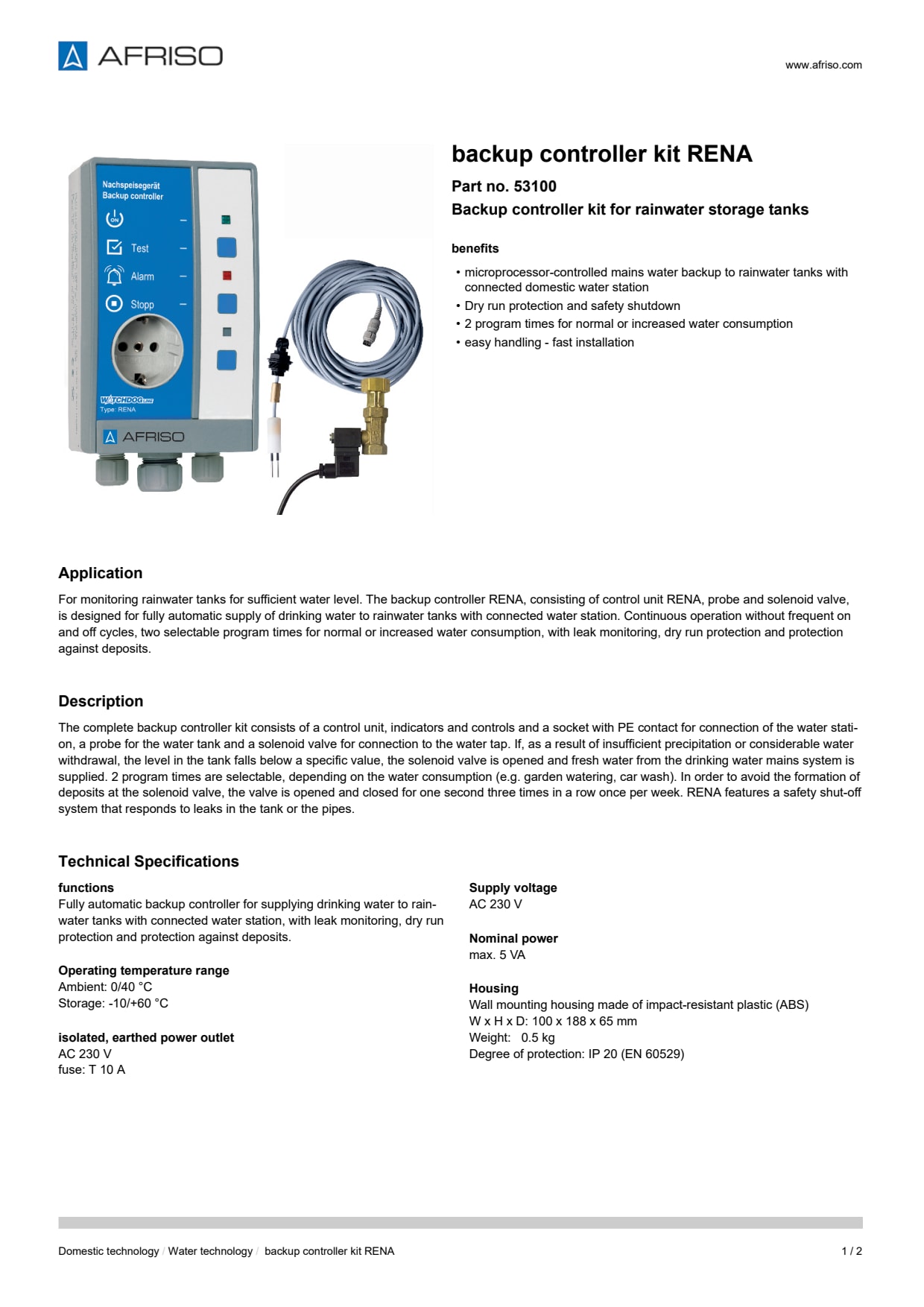 AFRISO_BACKUP-CONTROLLER-KIT-RENA-BACKUP-CONTROLLER-KIT-RENA-FOR-RAINWATER-STORAGE-TANK_53100_ENG_GBR.PDF