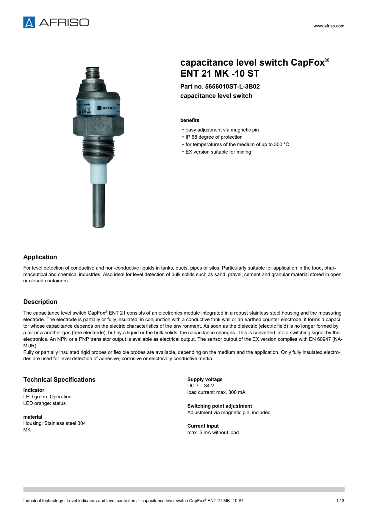 AFRISO_CAPACITANCE-LEVEL-SWITCH-CAPFOX--ENT-21-MK--10-ST-CAPACITANCE-LEVEL-SWITCH_5656010ST-L-3B02_ENG_GBR.PDF