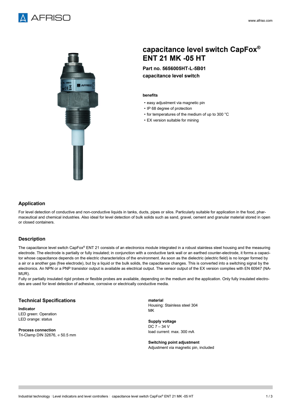 AFRISO_CAPACITANCE-LEVEL-SWITCH-CAPFOX--ENT-21-MK--05-HT-CAPACITANCE-LEVEL-SWITCH_5656005HT-L-5B01_ENG_GBR.PDF