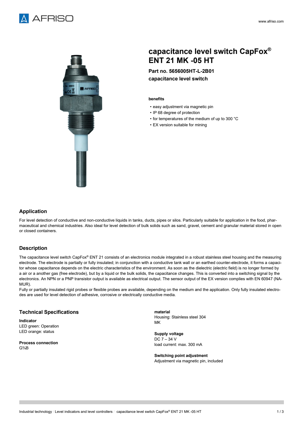 AFRISO_CAPACITANCE-LEVEL-SWITCH-CAPFOX--ENT-21-MK--05-HT-CAPACITANCE-LEVEL-SWITCH_5656005HT-L-2B01_ENG_GBR.PDF