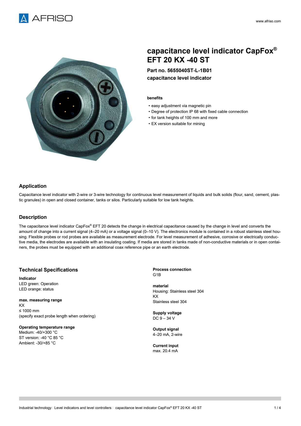 AFRISO_CAPACITANCE-LEVEL-INDICATOR-CAPFOX--EFT-20-KX--40-ST-CAPACITANCE-LEVEL-INDICATOR_5655040ST-L-1B01_ENG_GBR.PDF
