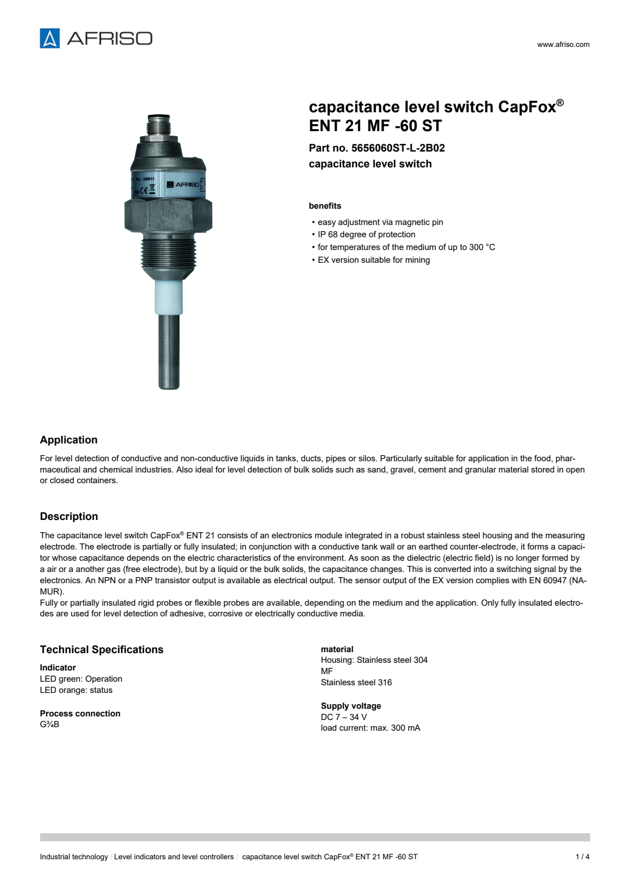 AFRISO_CAPACITANCE-LEVEL-SWITCH-CAPFOX--ENT-21-MF--60-ST-CAPACITANCE-LEVEL-SWITCH_5656060ST-L-2B02_ENG_GBR.PDF