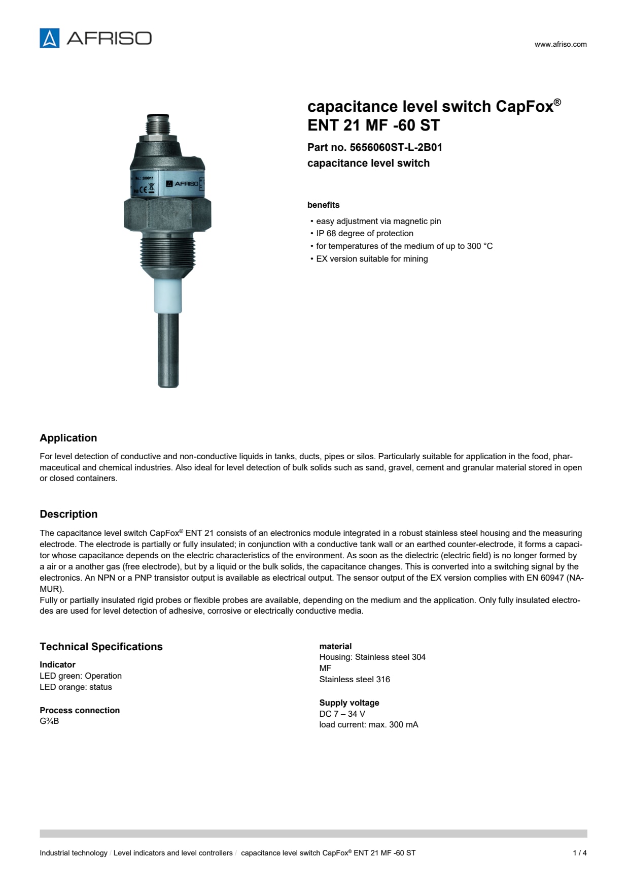 AFRISO_CAPACITANCE-LEVEL-SWITCH-CAPFOX--ENT-21-MF--60-ST-CAPACITANCE-LEVEL-SWITCH_5656060ST-L-2B01_ENG_GBR.PDF