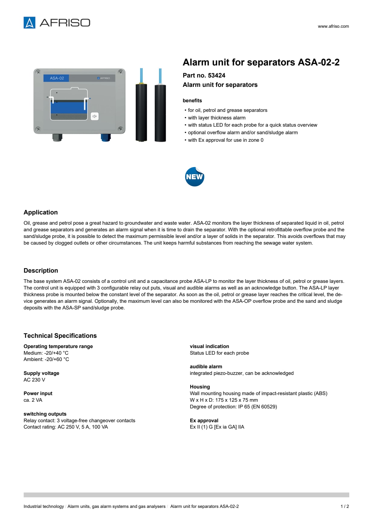 AFRISO_ALARM-UNIT-FOR-SEPARATORS-ASA-02-2-ALARM-UNIT-FOR-SEPARATORS_53424_ENG_GBR.PDF