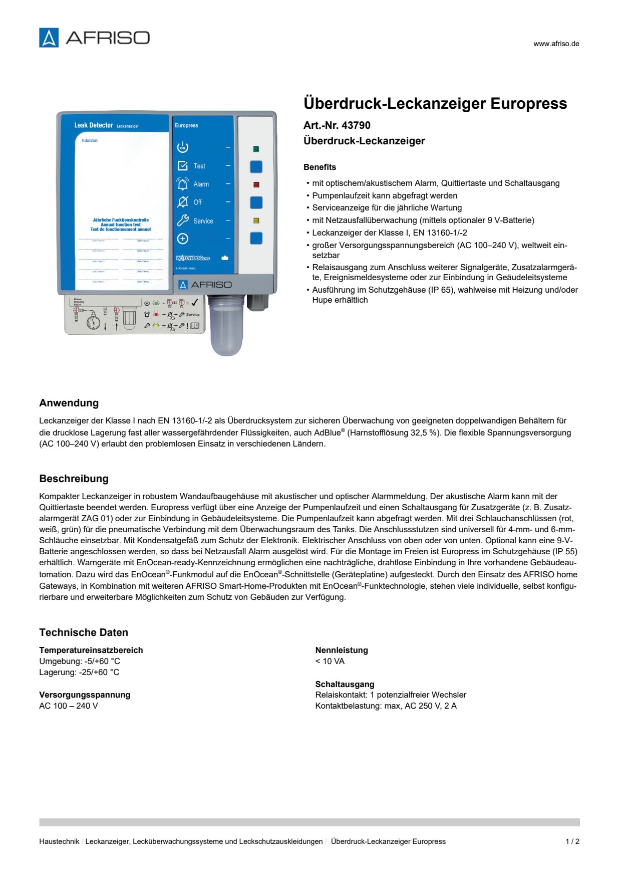 AFRISO_UEBERDRUCK-LECKANZEIGER-EUROPRESS-UEBERDRUCK-LECKANZEIGER_43790_DEU_DEU.PDF