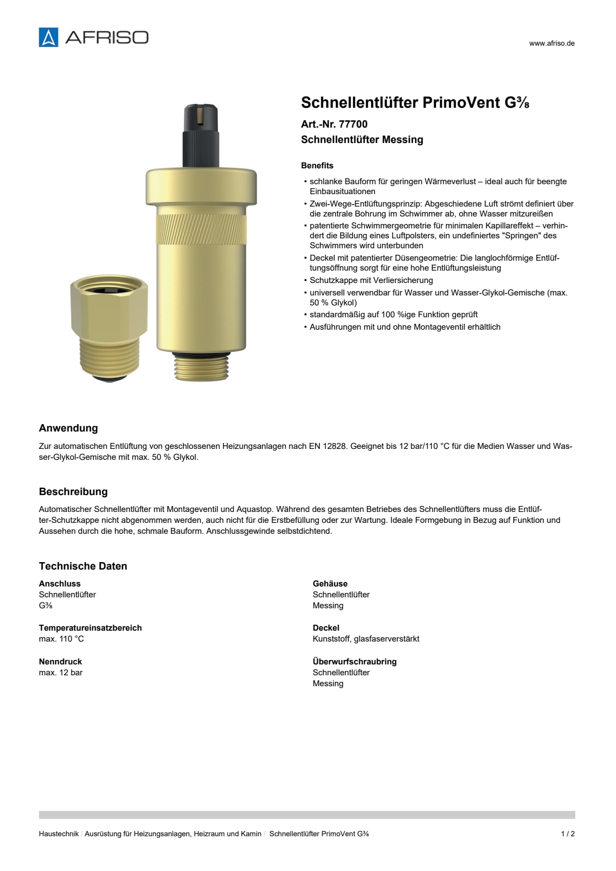 AFRISO_SCHNELLENTLUEFTER-PRIMOVENT-G--SCHNELLENTLUEFTER-MESSING_77700_DEU_DEU.PDF