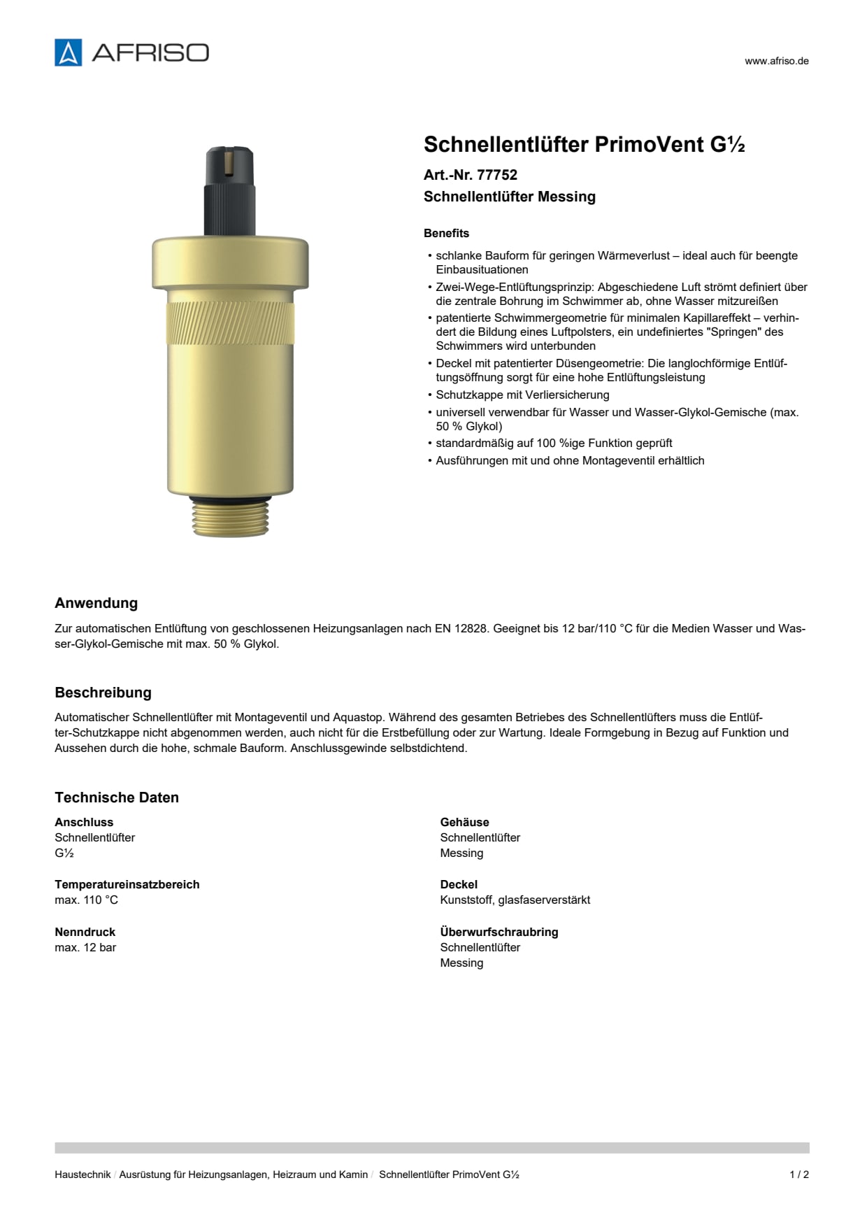 AFRISO_SCHNELLENTLUEFTER-PRIMOVENT-G--SCHNELLENTLUEFTER-MESSING_77752_DEU_DEU.PDF