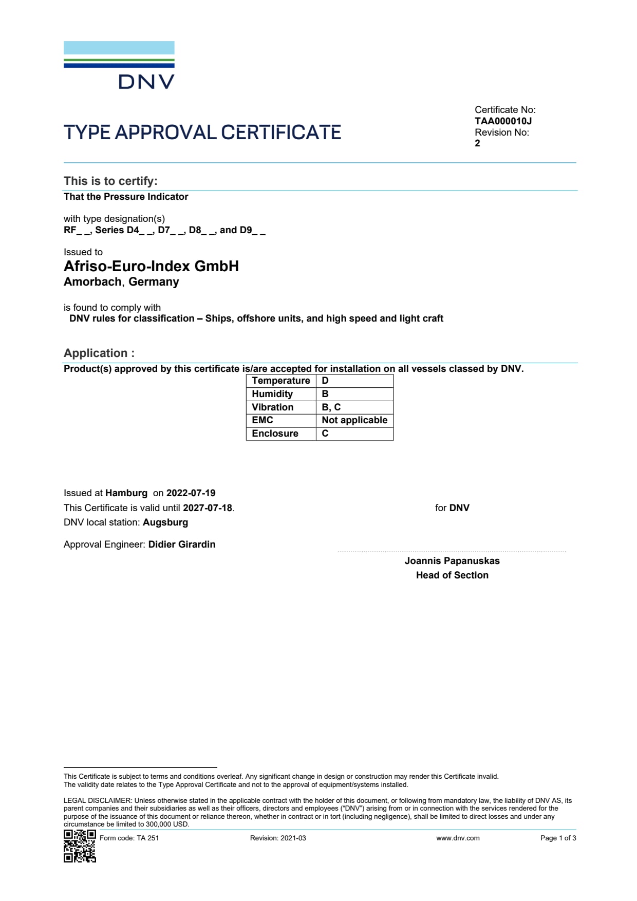 AFRISO_CERTIFICATE_DNV_GL_TYPE_APPROVAL_EN_07-27.PDF