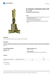 AFRISO_AIR-SEPARATOR-COMBINATION-SOLAR-LKS-AIR-SEPARATOR-COMBINATION-SOLAR_77850_ENG_GBR.PDF