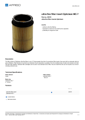 AFRISO_ULTRA-FINE-FILTER-INSERT-OPTICLEAN-MC-7-ULTRA-FINE-FILTER-INSERTS-OPTICLEAN_20319_ENG_GBR.PDF