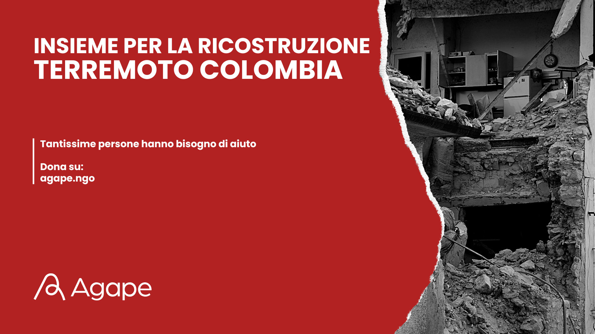 Terremoto in Colombia: Agape al fianco delle vittime per la ricostruzione