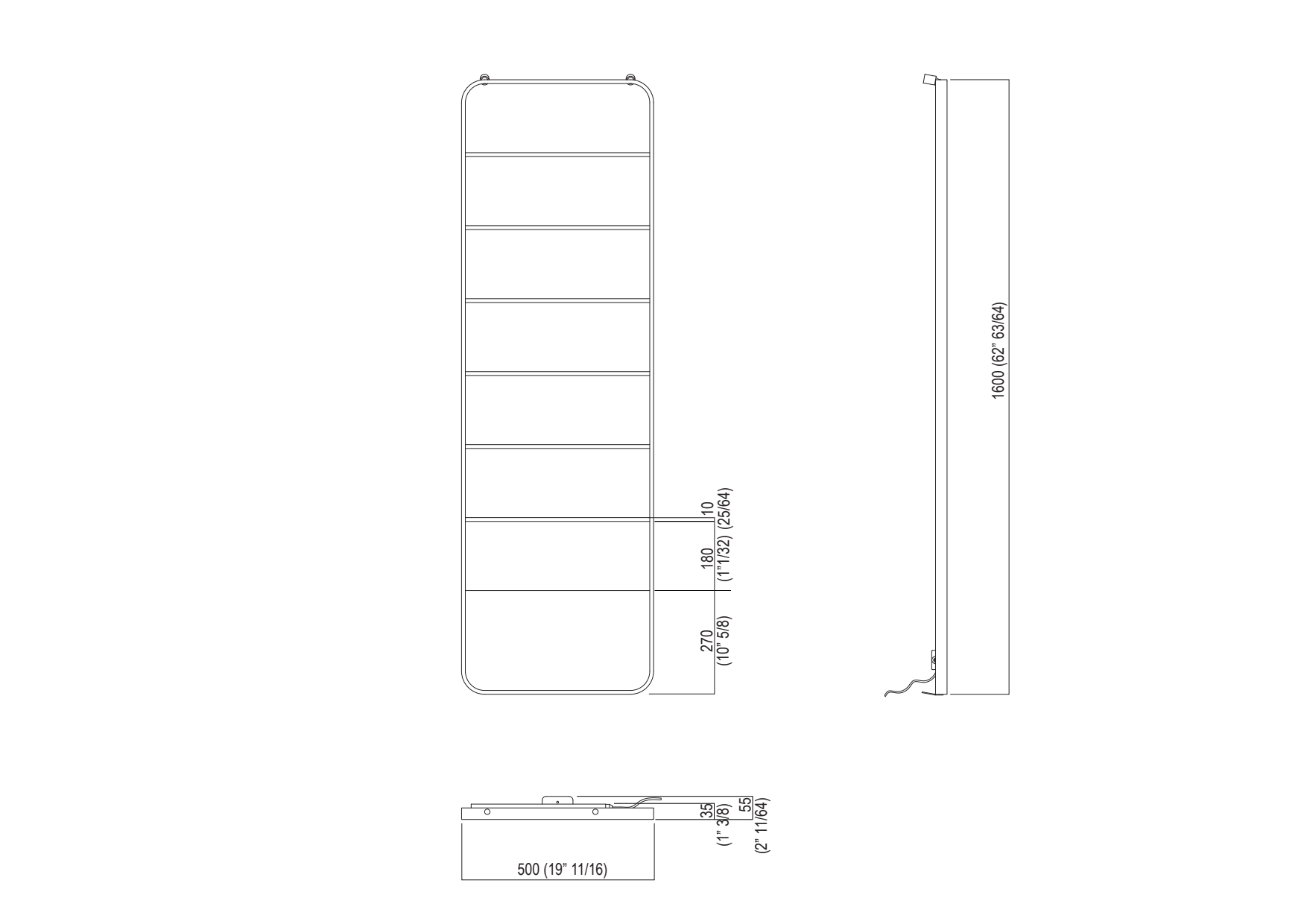 Selfregulating heated towel rack made from steel in polished chrome