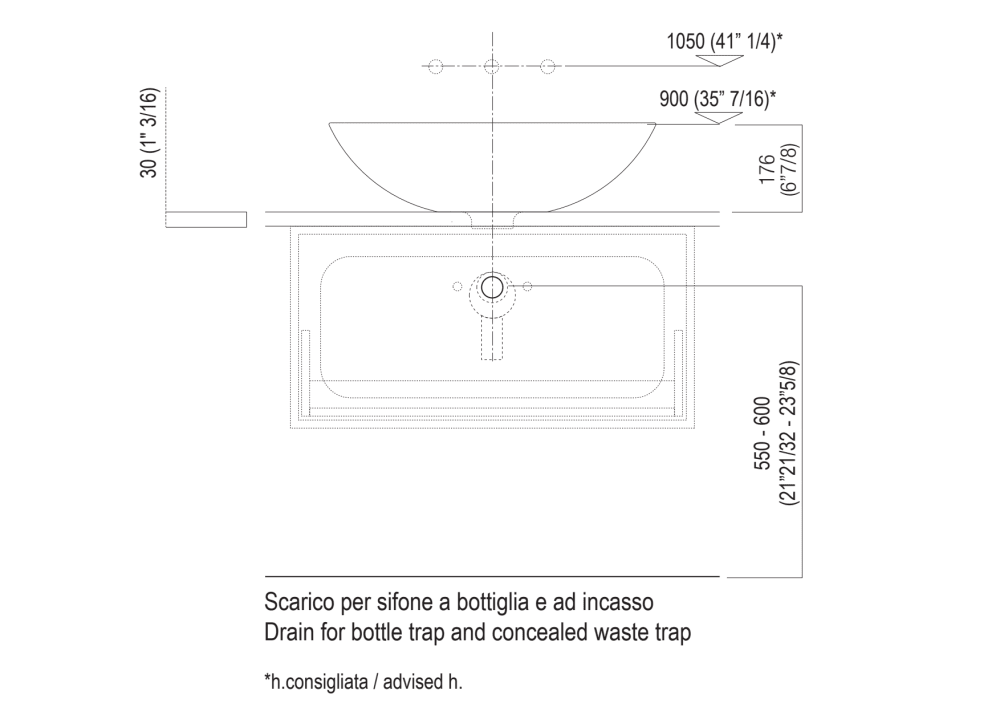 Einbaumaße: 3 cm dicke Einlegeböden, die auf Behältern aufliegen<br>