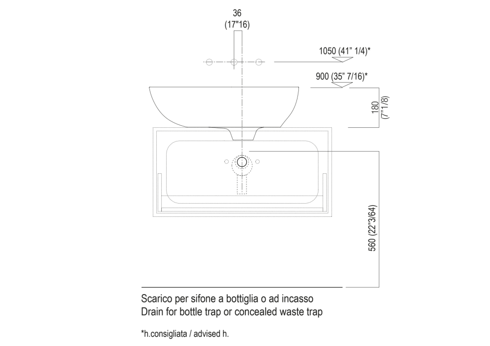 Befestigungsmaße: am Gehäuse H 40 cm Seite