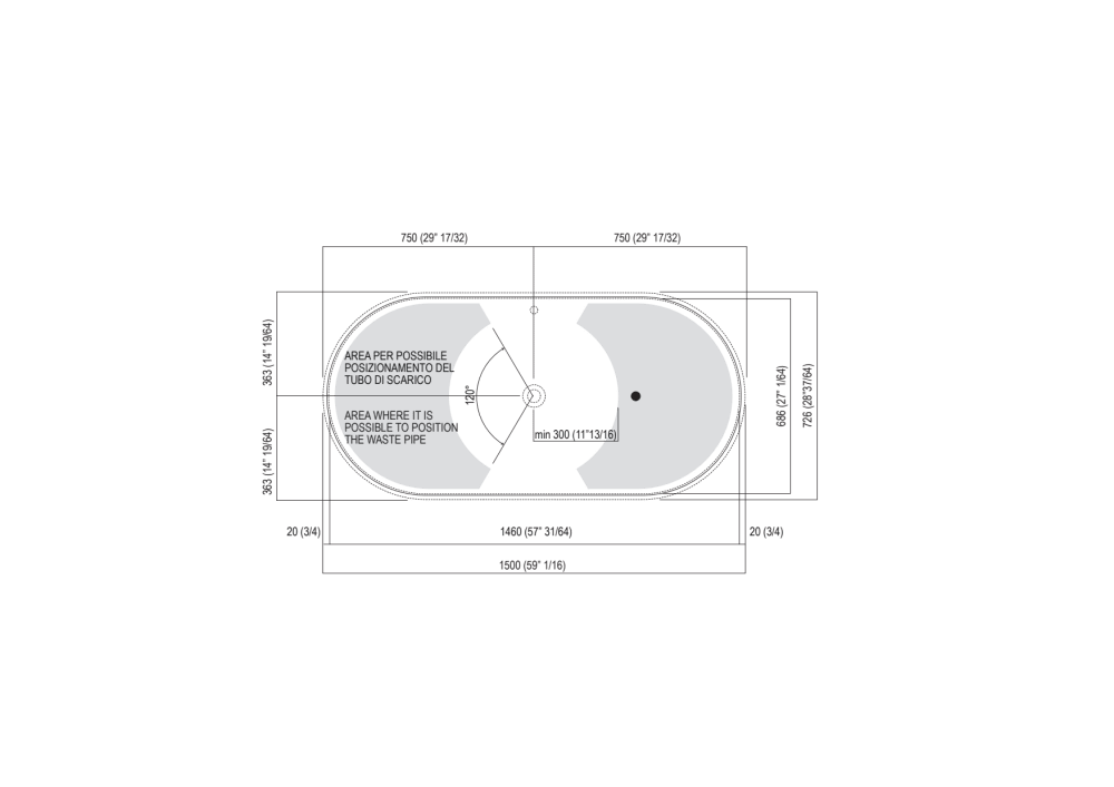 Drain pipe position <br><br>