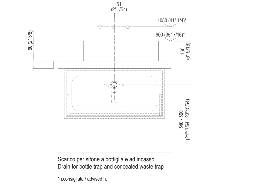 <div>Installation notes: countertop to be rested on cabinet with thickness cm 6 (2"3/8)</div><div><br></div>