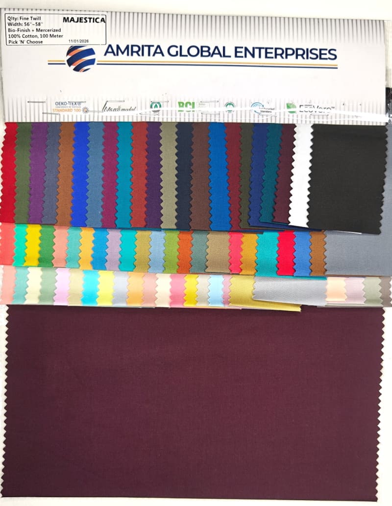 Majestica 40 x 40 , 100% Cotton Twill 70 Colors Shade Card Majestica 40 x 40 , 100% Cotton Twill 70 Colors Shade Card