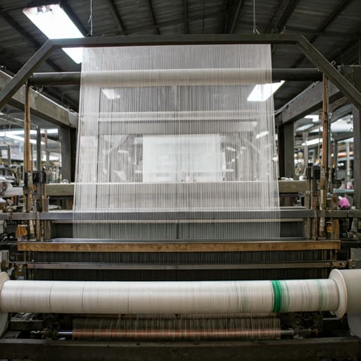 Wide shot of textile weaving floor