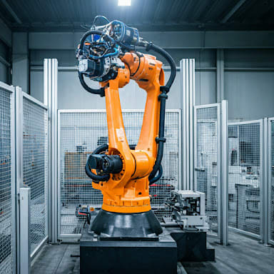 Robotic arm in textile factory
